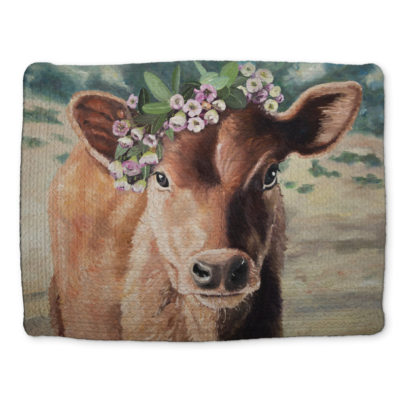Cute Jersey Cow Rustic Placemat | Braided Polyester Decor