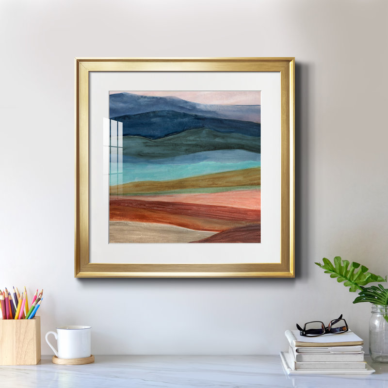 Desert Desert Layers - Peinture encadrée, H 17,5 po x l 17,5 po x P 1,5 po, Toile encadrée dorée