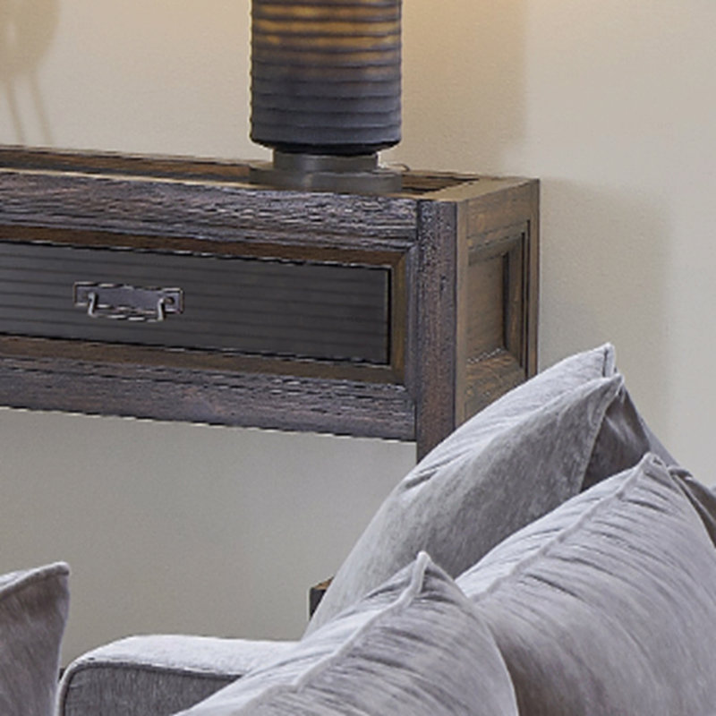 Two-Drawer Sofa Console Table, No Assembly Required, Two-Tone Finish