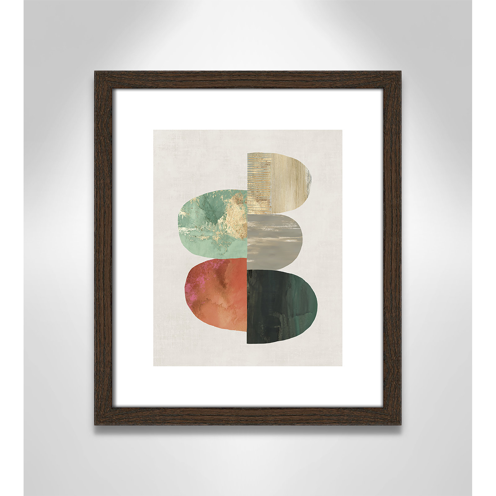 Evolving Energy I - Painting Print, Picture Framed Paper, 15" H x 13" W, Walnut Wood