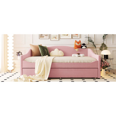 Fleece Daybed, Pink With And Sliding Trundle - Space Saving Solution Daybed Trundle, Comfortable Attractive