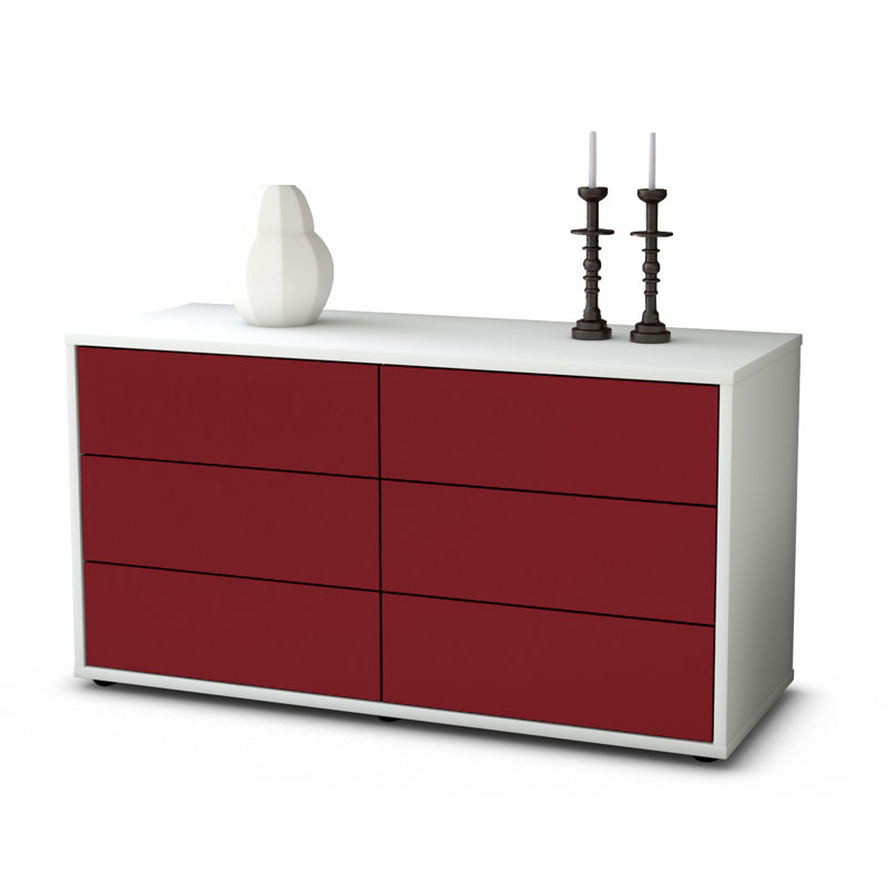 Cossette TV Stand, Red / Matte White