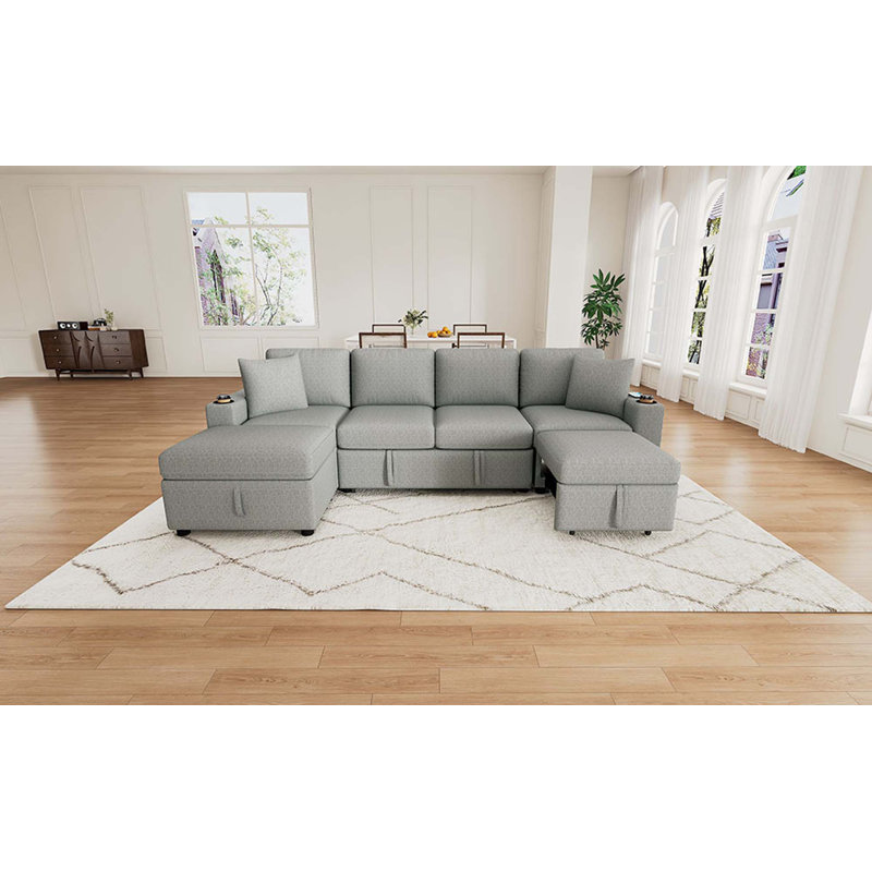 Canapé-lit modulaire convertible en L 109,1 po, Gris