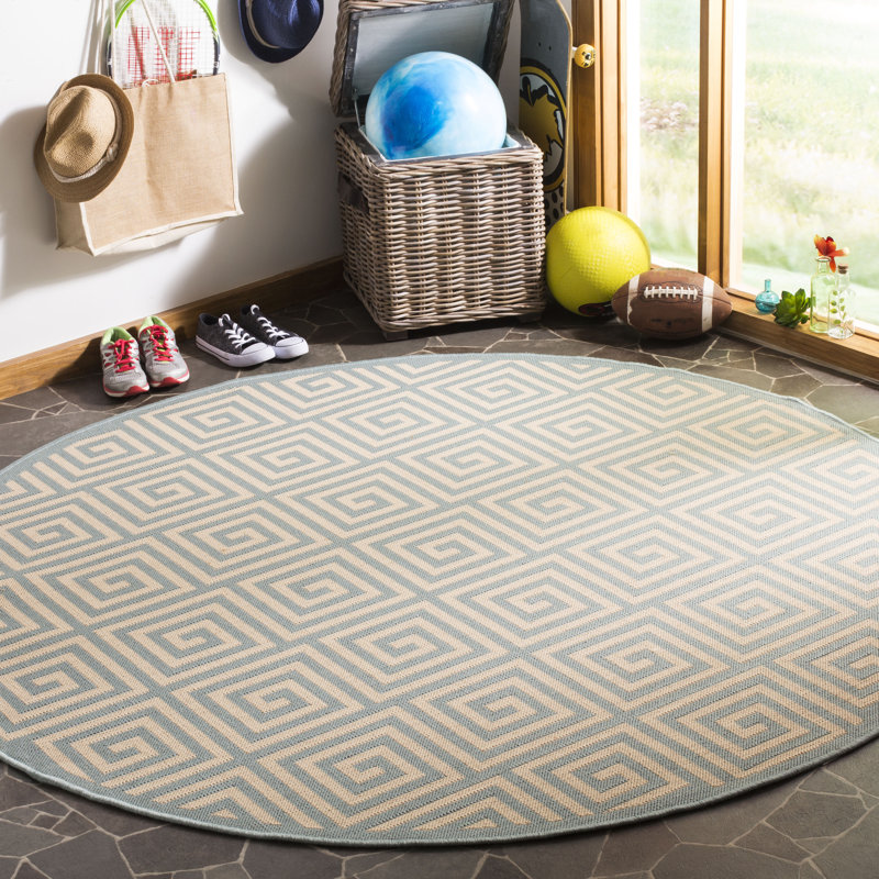 Tapis d'intérieur / extérieur à motif géométrique Gowanus Performance, Rond 6 pi 7 po