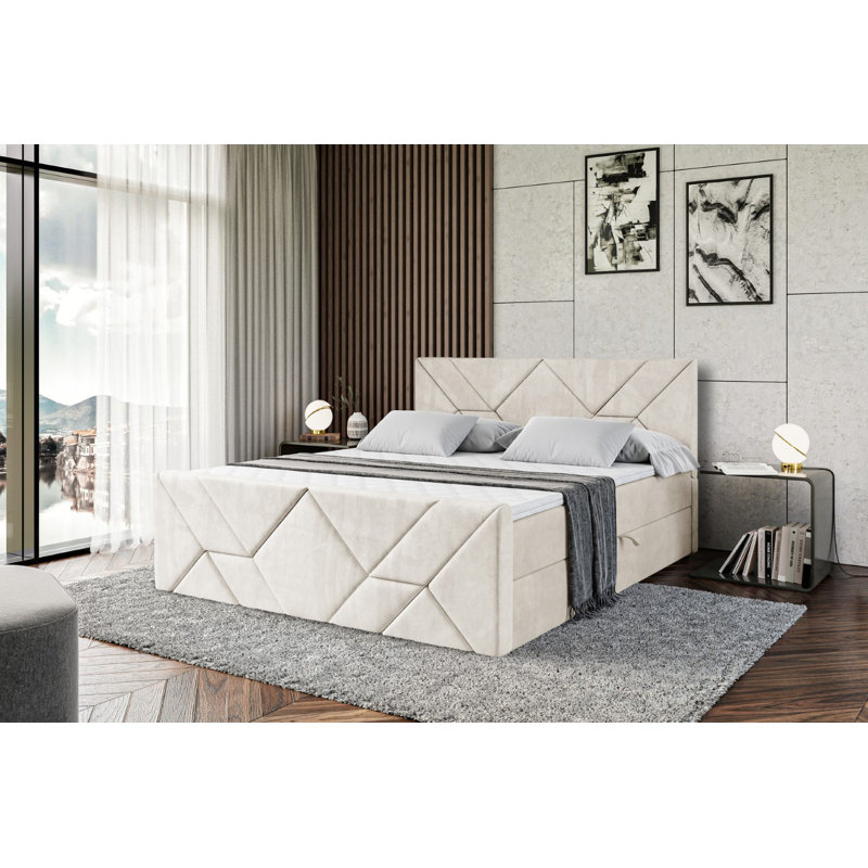 Bed, 180cm W x 200cm L, Beige cream