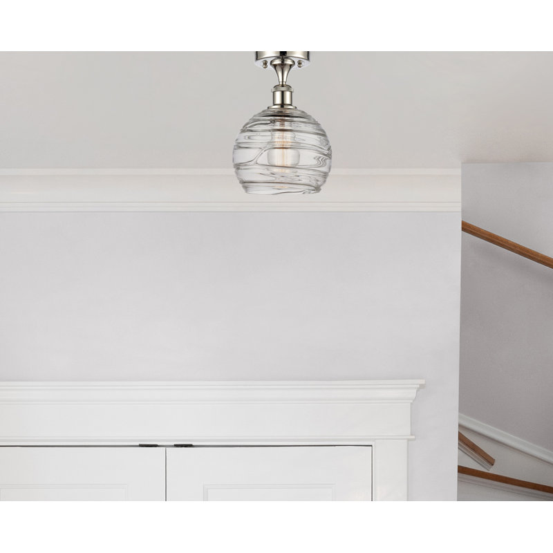 Plafonnier semi-encastré 1 lumière 8 po Anie, Ampoule non incluse, Nickel poli, H 13 po x l 8 po x P 8 po