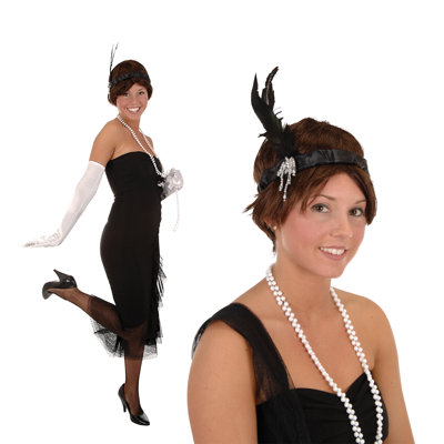 Flapper Headband - Black - 12 Pack
