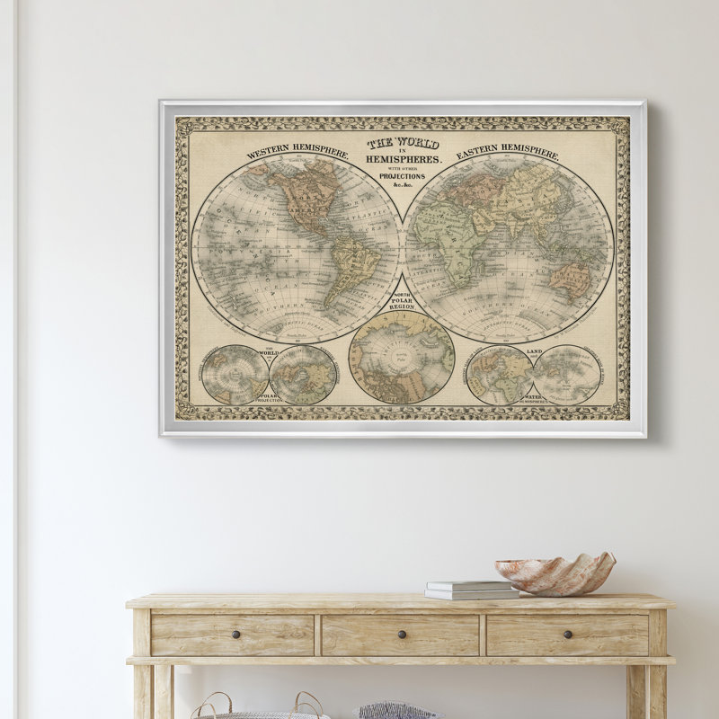 «The World in Hemispheres», reproduction d'art sur toile, Argent, H 22,5 po x l 30,5 po x P 1,5 po