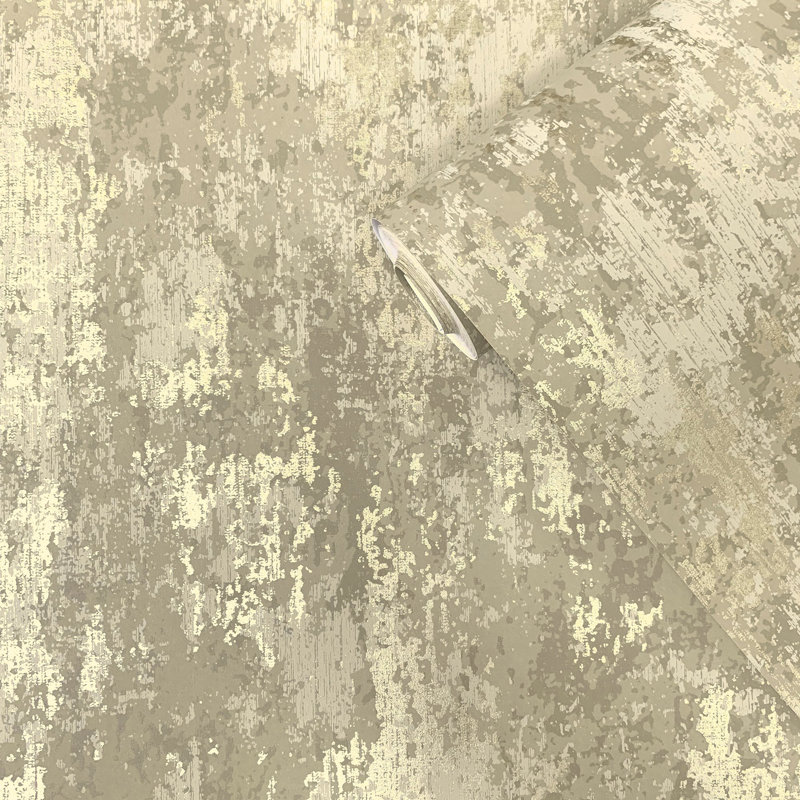 Lustre Metallic Concrete Wallpaper Roll, Brown