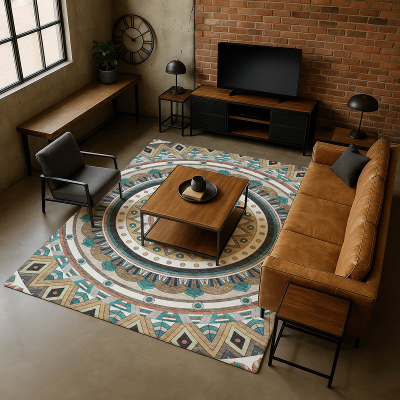 Premium Machine Washable Mayfield Geometric Rug, Taupe, 9' x 12'