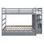 Lit superposé double au-dessus de double avec lit gigogne simple et escalier-387697134