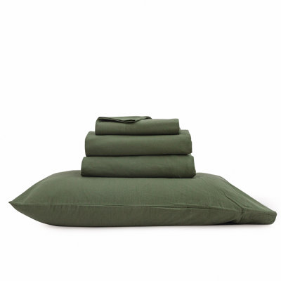 BESTOUCH 100% Washed Cotton Sheet Set Lightweight With Linen-Like Feel