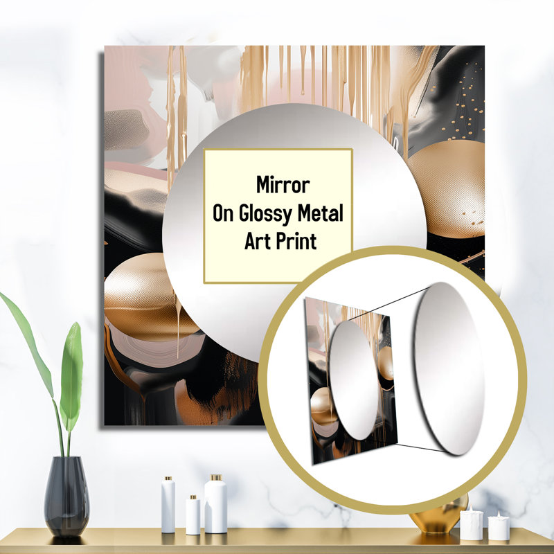Laziya - Abstract Marble Square Mirror Wall Art For Bathroom, 23" x 23"