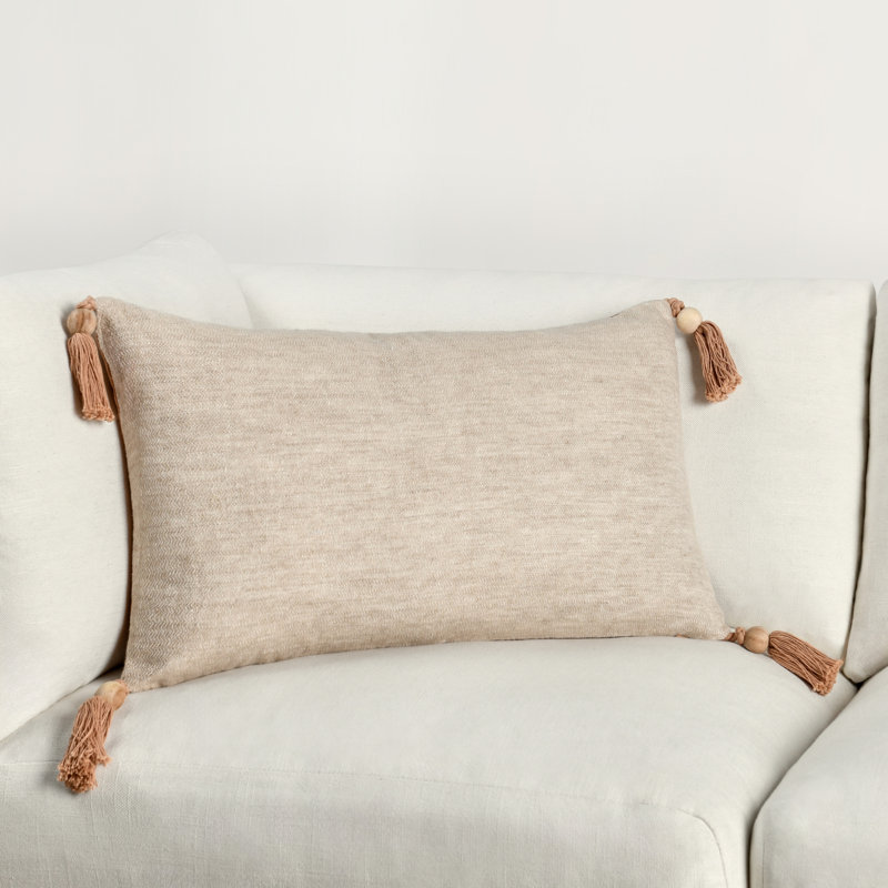 Cherry Linen Lumbar Pillow Cover & Insert, Natural, 14" x 26"