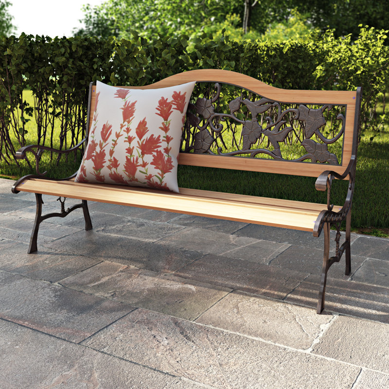 Metal/Solid Wood Outdoor Bench