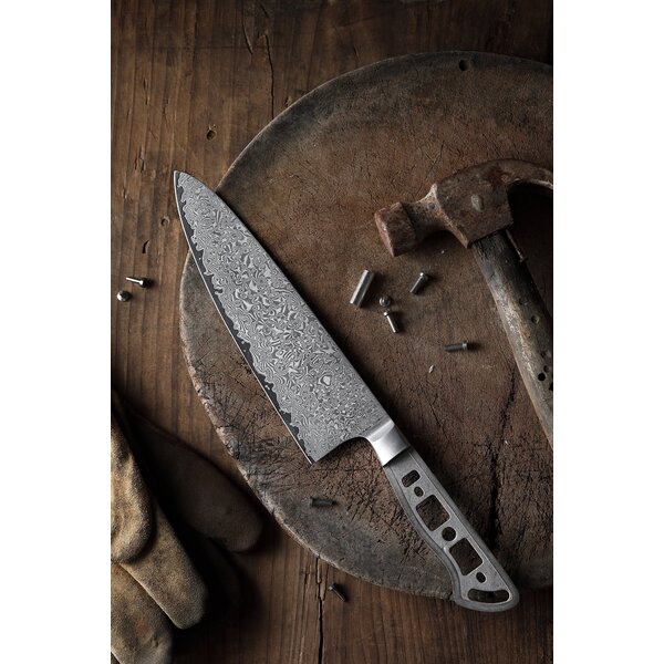 Handmade Forged FULL TANG 8 Inch Chef Knife with Leather Sheath and  Whetstone