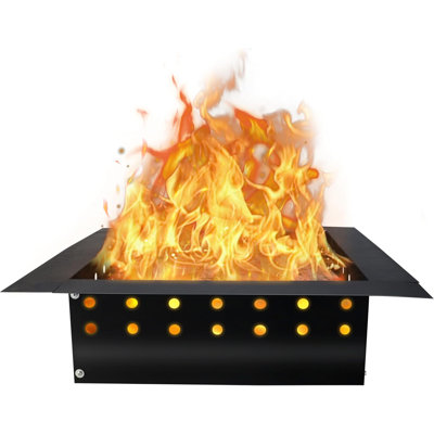  Doublure d'anneau de feu sans fumée - Foyer carré carré en acier au carbone de 32 pouces et de 24 pouces avec revêtement résistant à la chaleur - Anneau de feu de camp pour bricolage extérieur, barbecue, camping et rassemblements