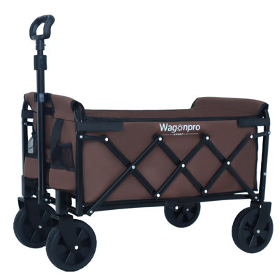 Chariot utilitaire extensible à deux couches en acier avec poche de rangement en tissu, brun