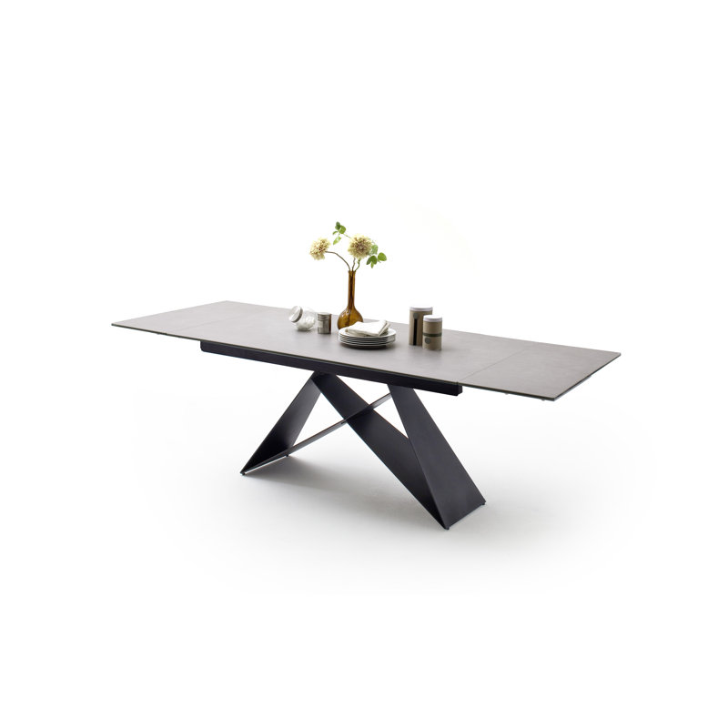 Reed Metal Base Dining Table, Hellgrau