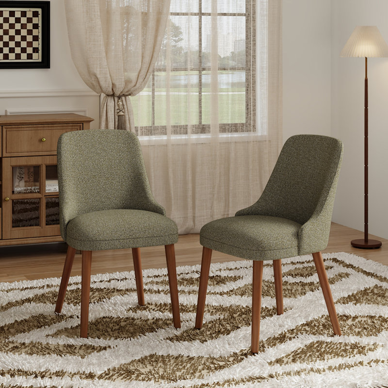50.5cm H Fabric Upholstered Upholstered Back Side Chair, Green