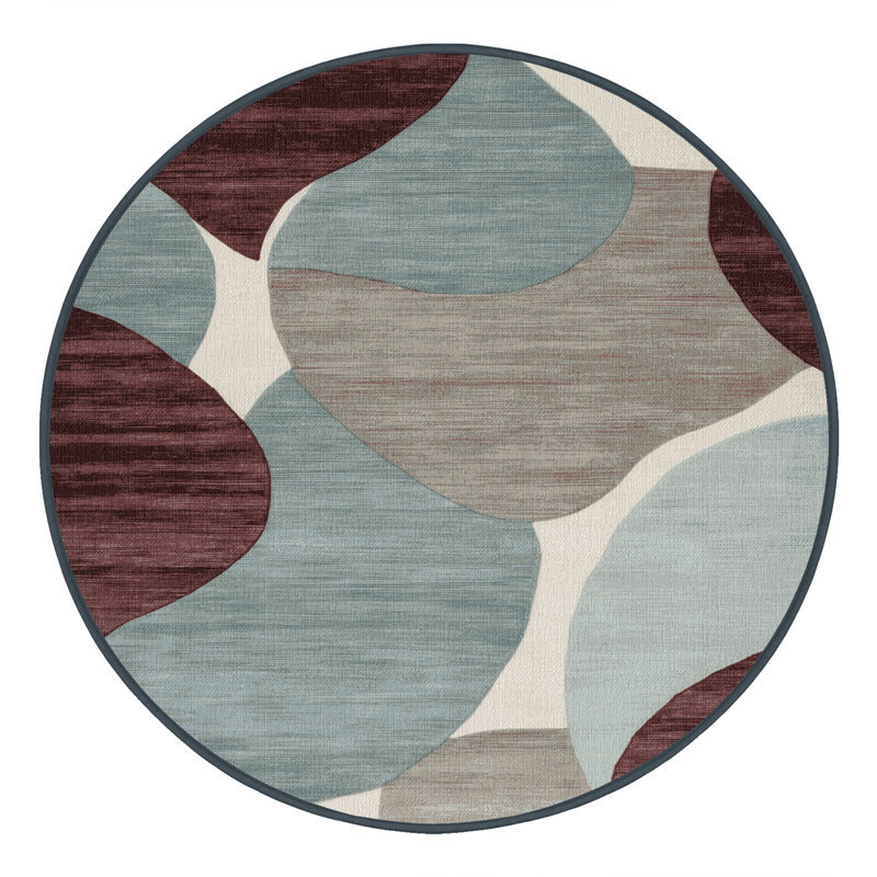 Tapis gris aquarelle lavable à la machine, Rond 4 pi