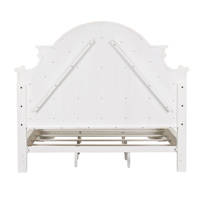Ensemble de lit, commode et miroir rembourrés Colchester, King, Antique White