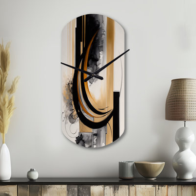 Gold Touch Art Deco II - Cylinder Shape Large Abstract 3D Wall Clock