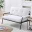 Beige de 53 pouces avec tissu mélangé, bouton classique, adapté aux petits espaces, rayures fraîches, pour