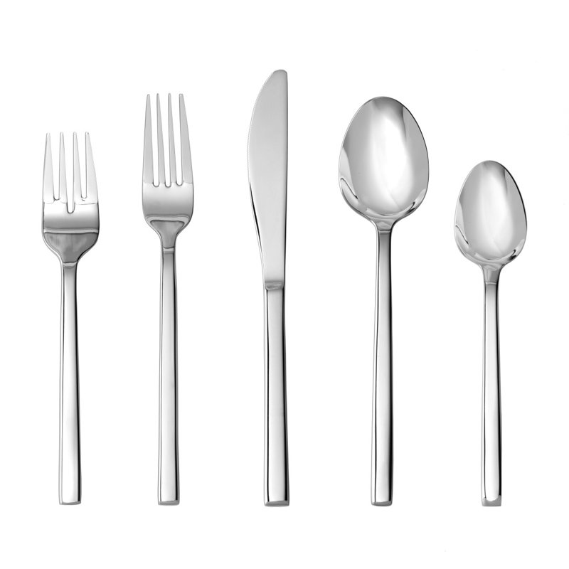 Fortessa Arezzo  18/10 Stainless Steel, 60 Piece Flatware Set (Service for 12), Silver