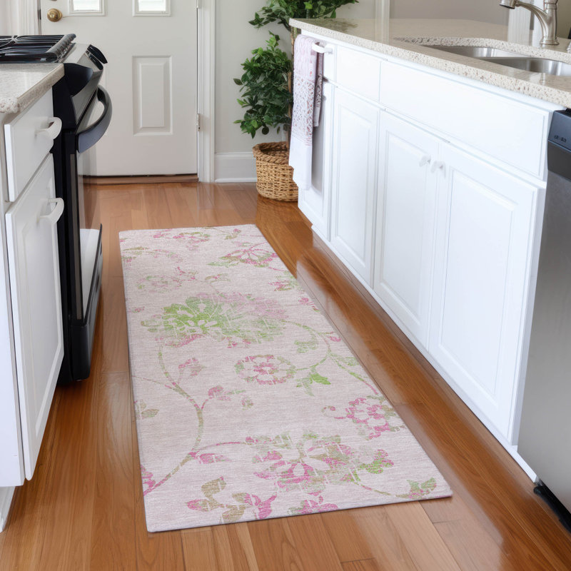 Premium Machine Washable Prisco Pink Rug, Runner 2'3" x 7'6"