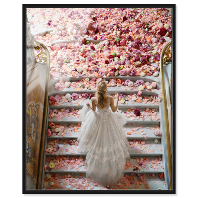 Décoration murale côtière à imprimé acrylique Floral Stairs White par Notoriart, prête à être suspendue, H 20 po x l 16 po