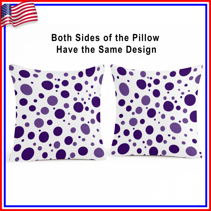 Coussin décoratif à pois, Carré 18 po, Pois mauves