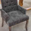Chaise rembourrée en chenille grise avec dossier capitonné et pieds courbés en bois massif - Élégante chaise d'appoint pour la salle à manger, la cuisine et l'espace de vie