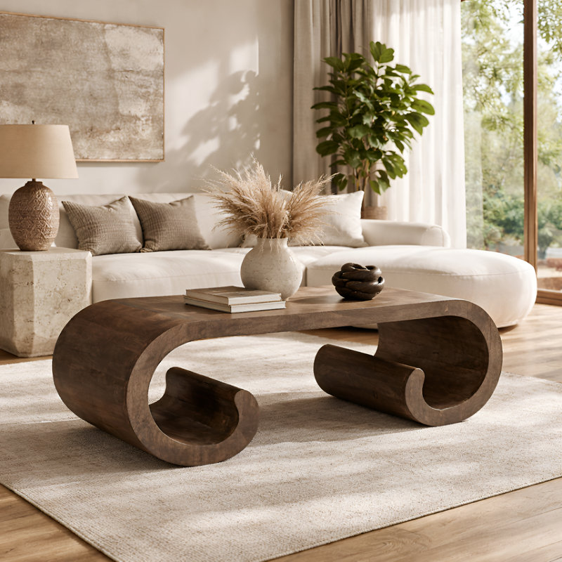 Aveline Curve Solid Wood Coffee Table