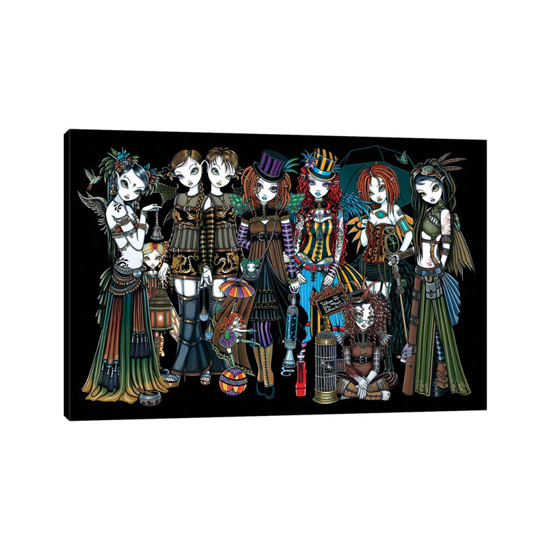 «A Fairy Steampunk Circus» par Myka Jelina - peinture sur toile tendue, H 40 po x l 60 po x 1,5 po