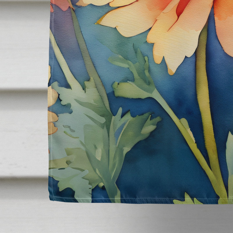 Chrysanthèmes dans un drapeau de maison aquarelle