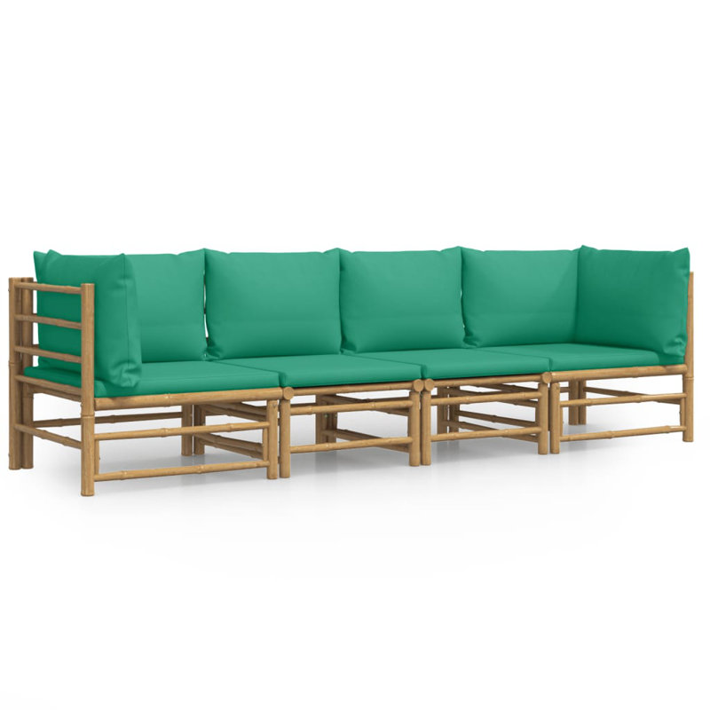 Patio Sectional Set with Cushions, Green