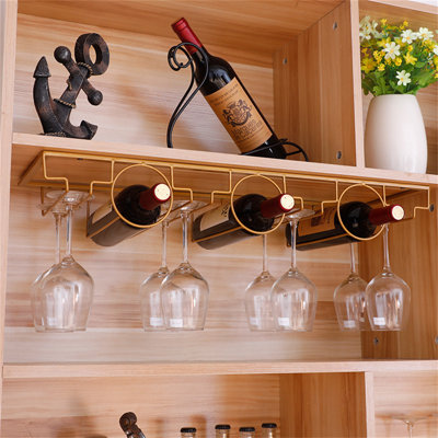 Dimphia Hanging Wine Glass Rack Gold