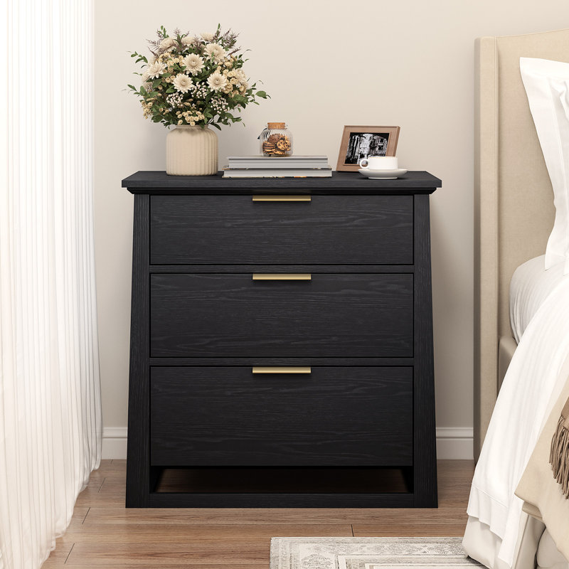 27"Tall Modern Nightstand With Storage,3-Drawers End Table For Living Room,Wood Bedside Table With Rectangular For Bedroom,Office