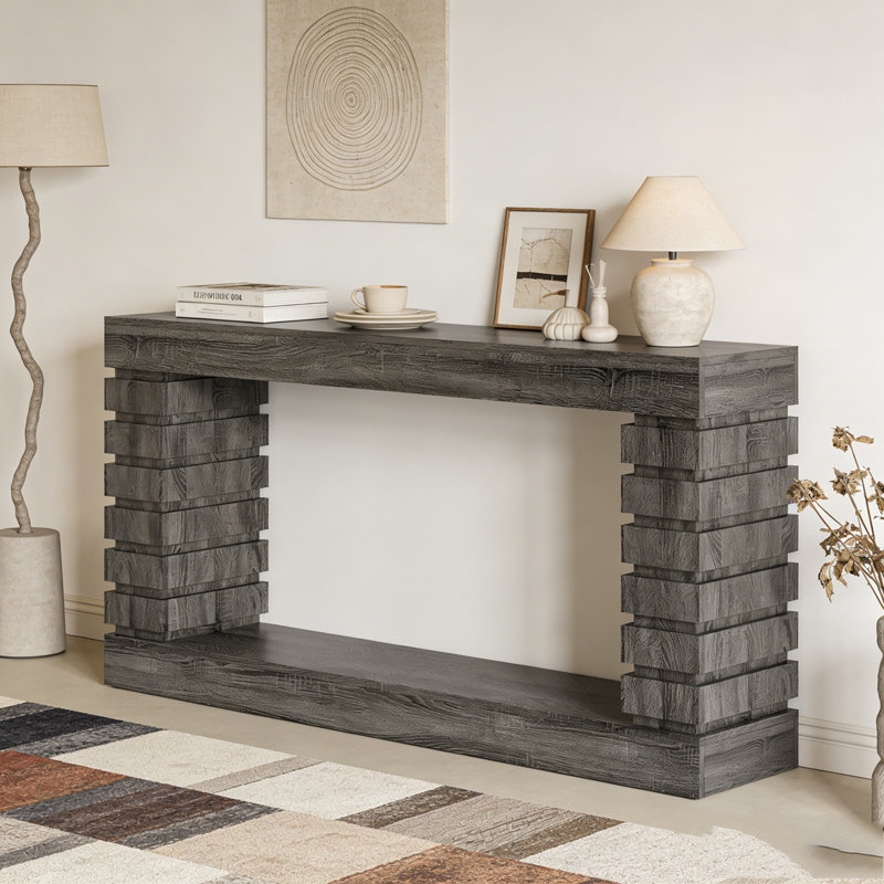 Wood Rectangular Sofa Table for Living Room, Gray