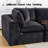 108‘’W Black Chenille Boneless Sectional with Removable Ottoman, 3 Seater Compression Modular Sofa for Living Room, No Assembly Required Couch-1782611053-1782611040