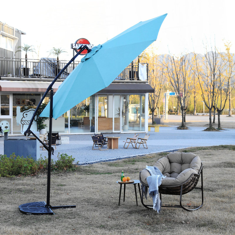 Parasol de patio, parasol de marché suspendu à DEL 10 pi, H 82,68 po x l 116,14 po x P 116,14 po, Vert clair