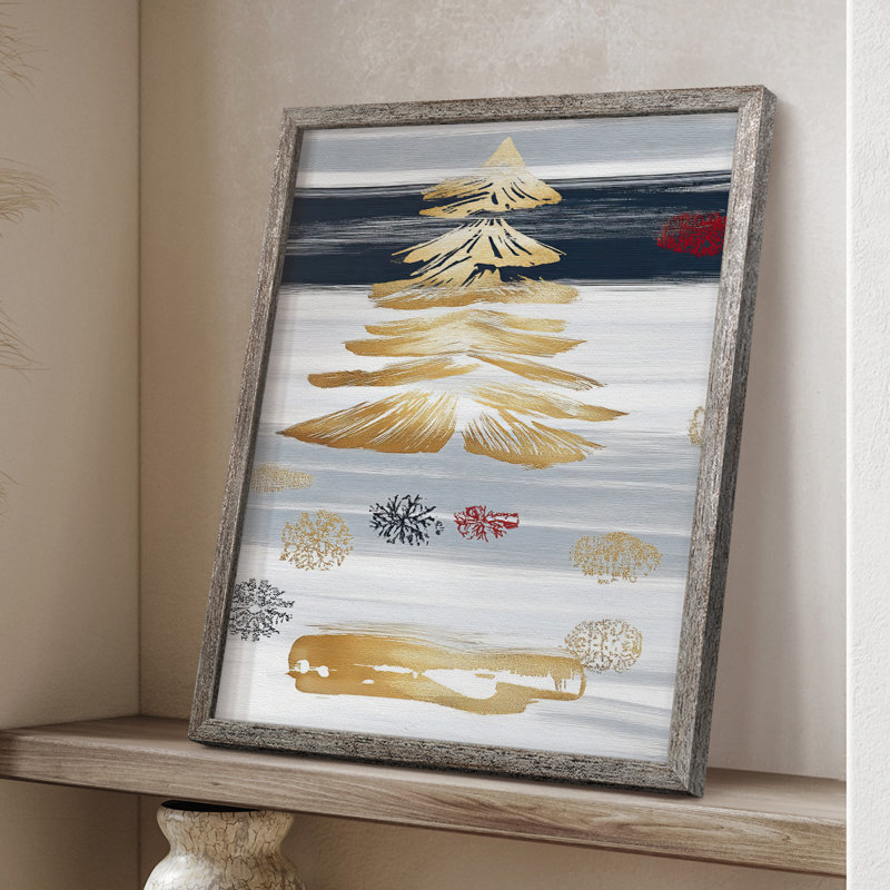 Christmas Holiday Art CLVI, reproduction d'art encadrée - bois massif, H 11 po x l 9 po