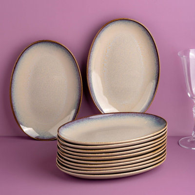 SPLASH BEIGE Premium Porcelain Vital Coupe Oval Platter