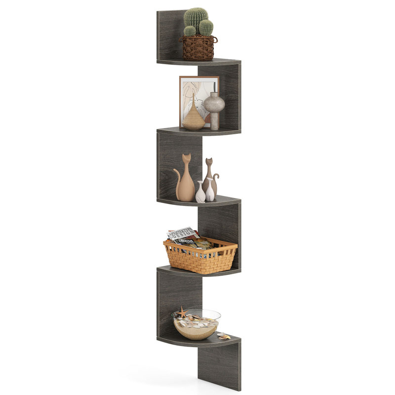 126cm H x 20cm W Corner Bookcase, Grey