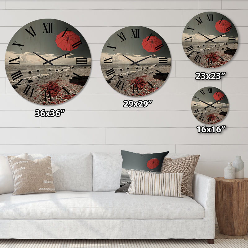 Horloge murale en bois massif Opelika, Très grand