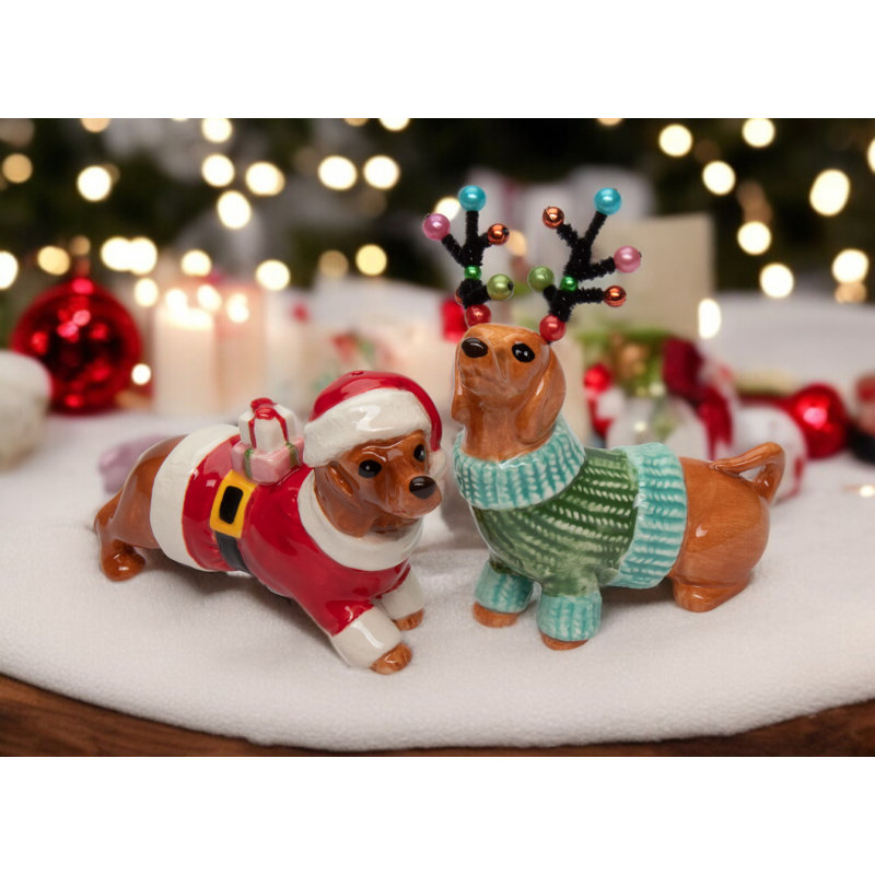 Ensemble de salière et poivrière Christmas Dachshund