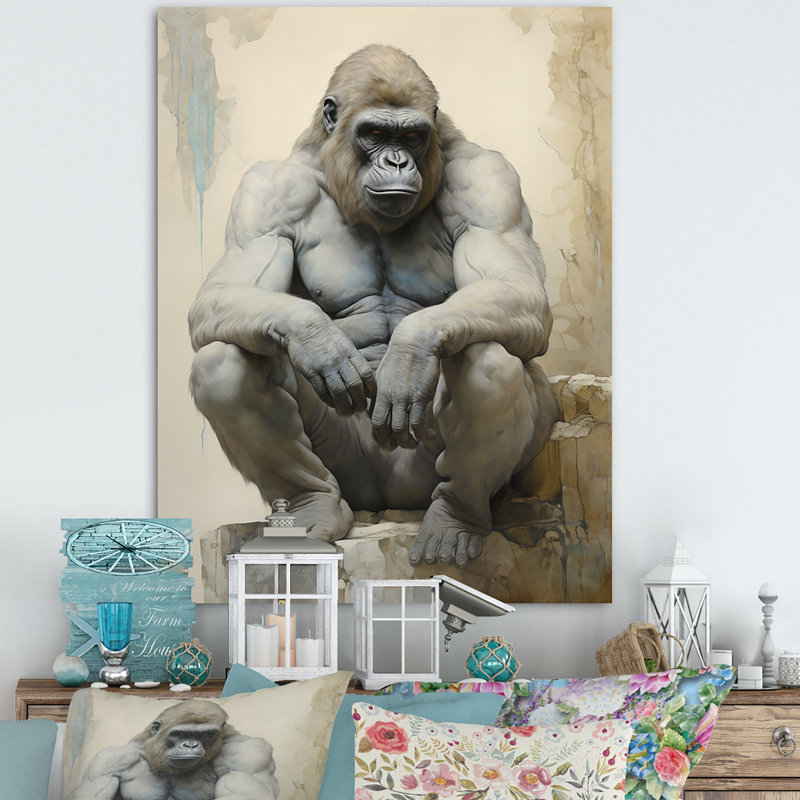 «Thoughtful Gorilla» sur impression sur toile, H 20 po x l 12 po x P 1 po, Toile tendue