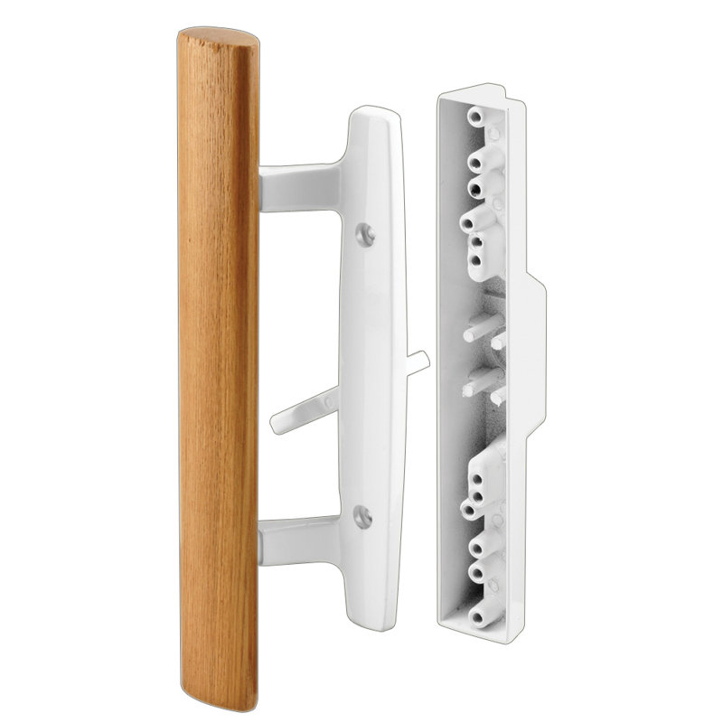 Moulé sous pression, blanc, poignée de type mortaise avec poignée extérieure en bois (paquet de 1)