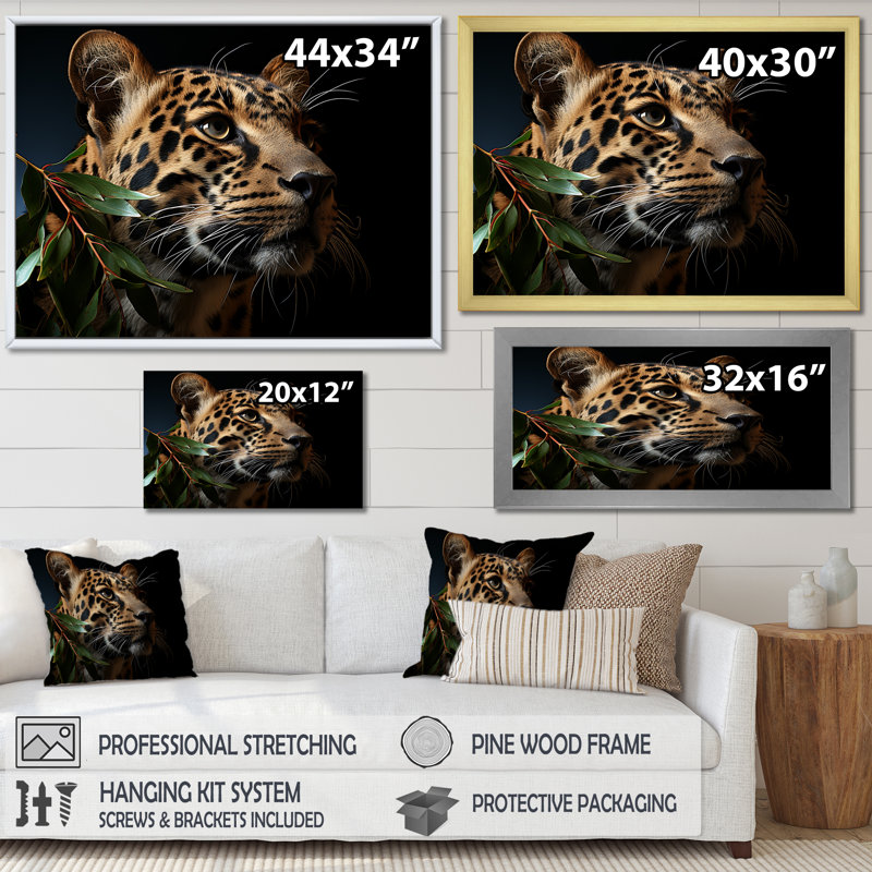 Art mural sur toile léopard, reproduction de faune dans la jungle - léopard, Toile tendue, H 34 po x l 44 po x P 1,5 po